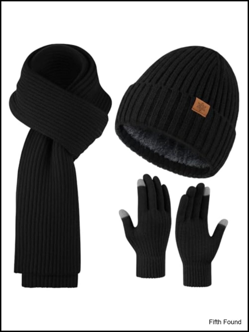 Alpaca Fiber Fleece Lined Beanie Scarf Gloves Set Winter 3 Piece